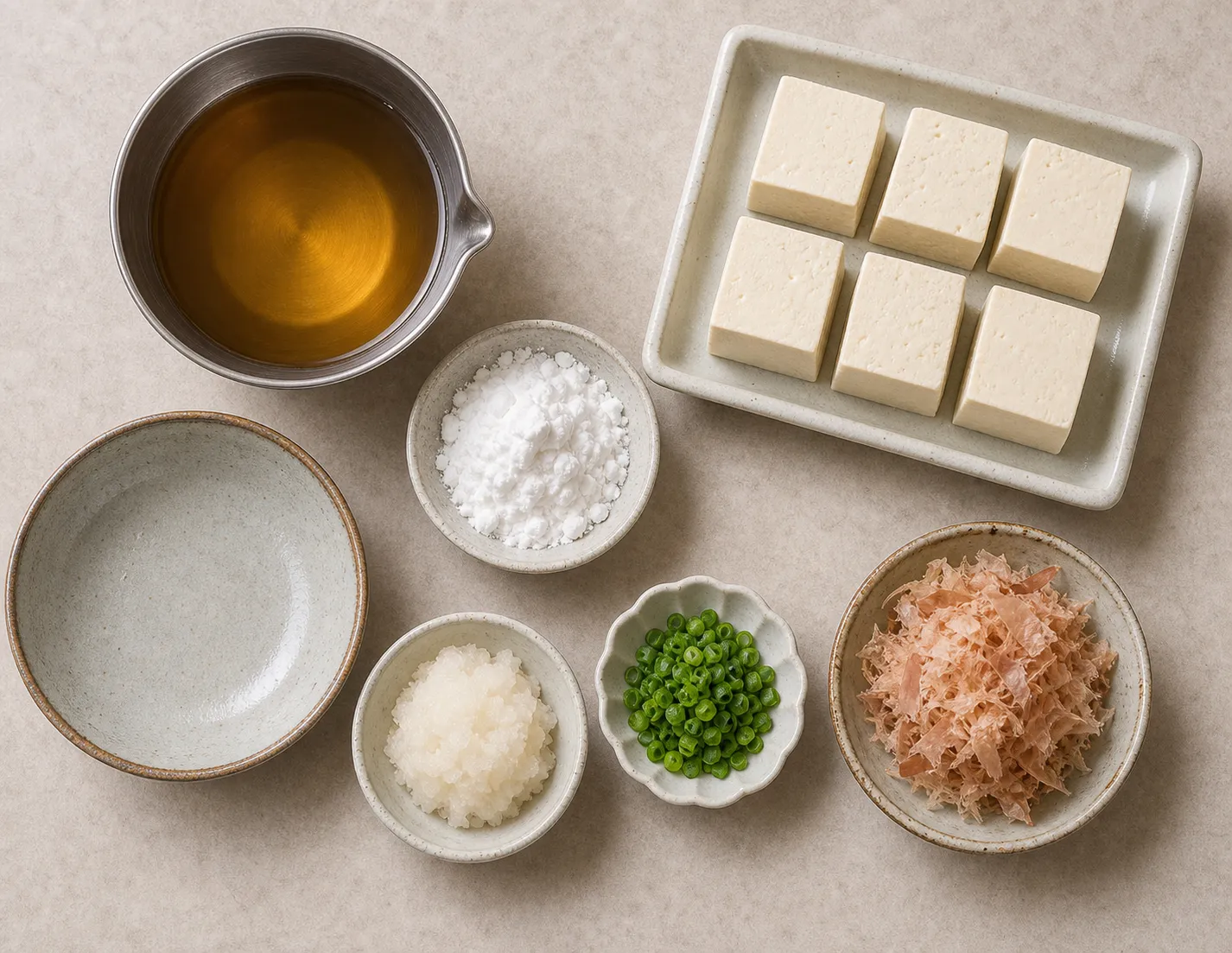 The ingredients and making of Agedashi-dofu