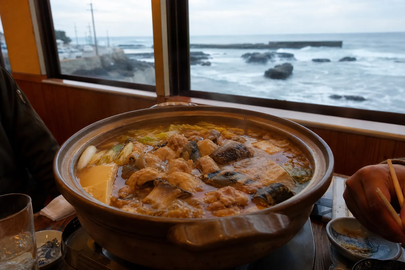 Anko-nabe served in a typical setting