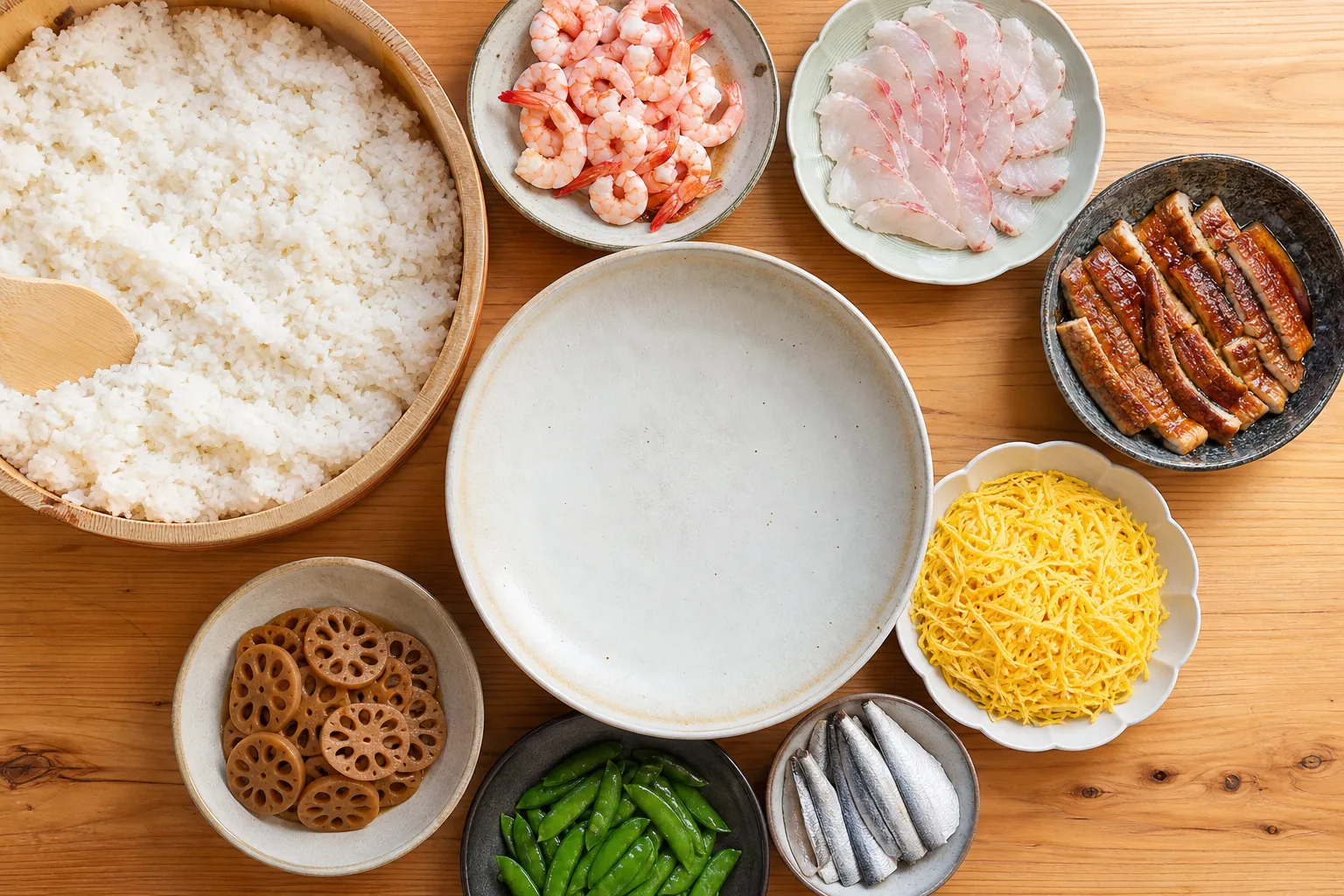 The ingredients and making of Bara-zushi
