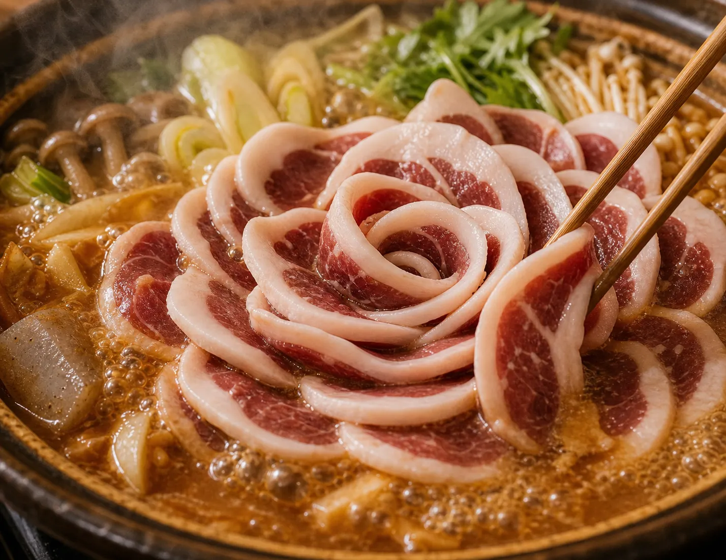 Close-up of Botan-nabe