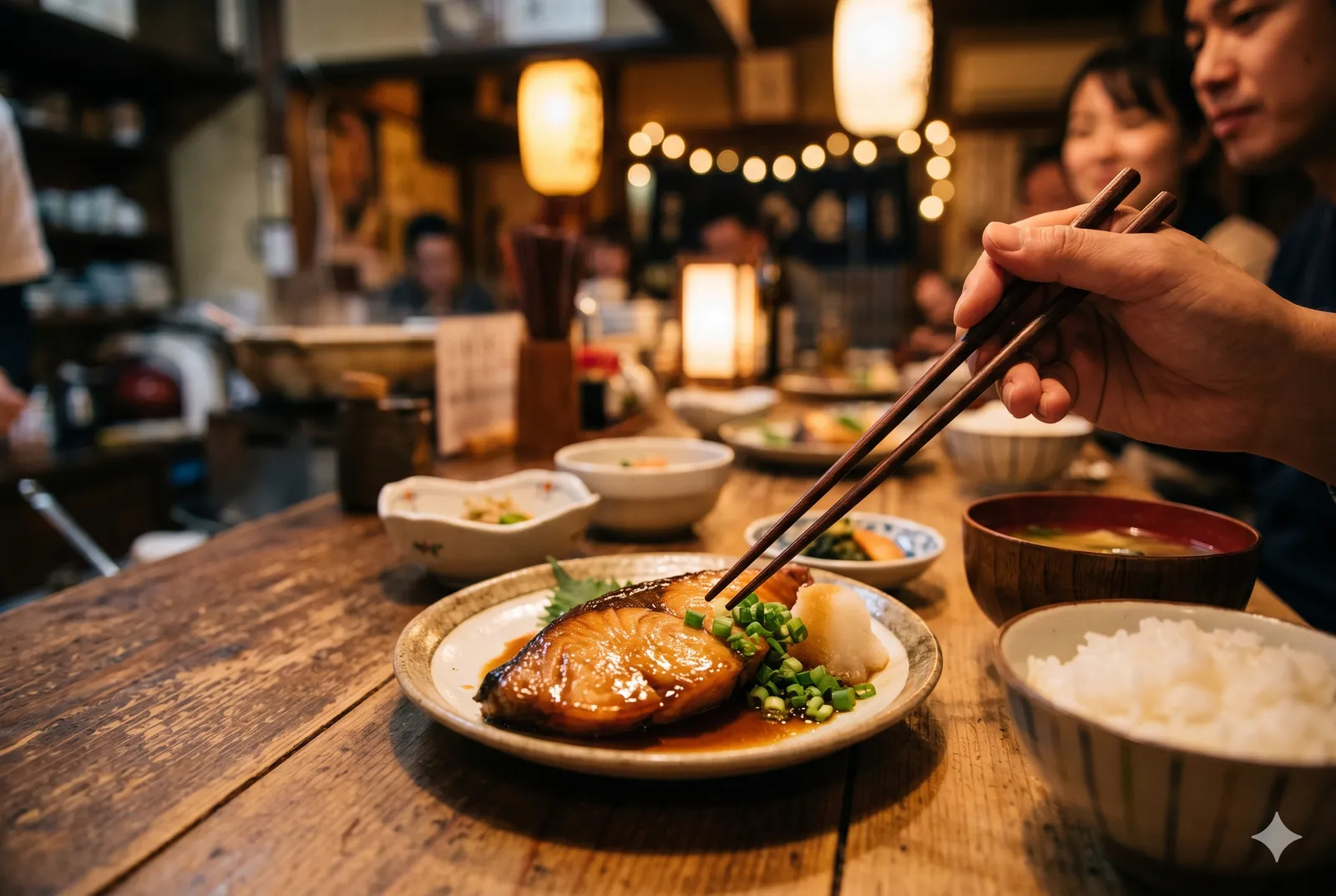 Buri no Teriyaki served in a typical setting