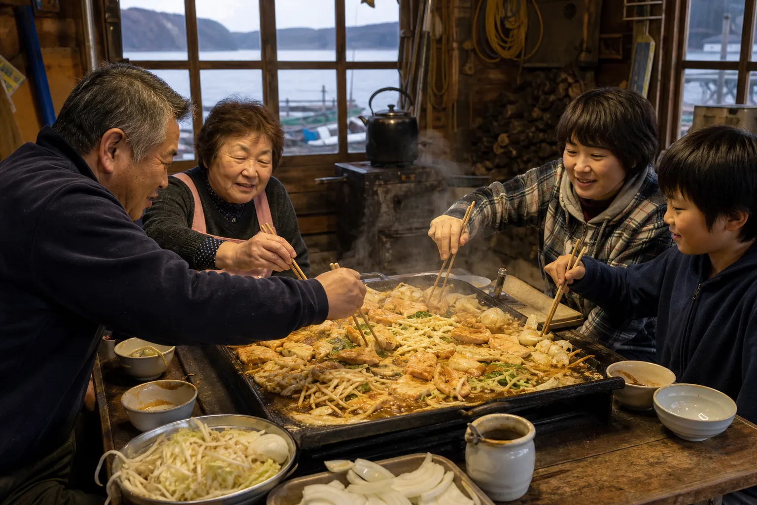 Chan-chan-yaki served in a typical setting