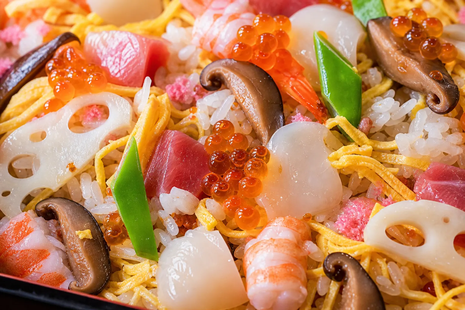 Close-up of Chirashi-zushi