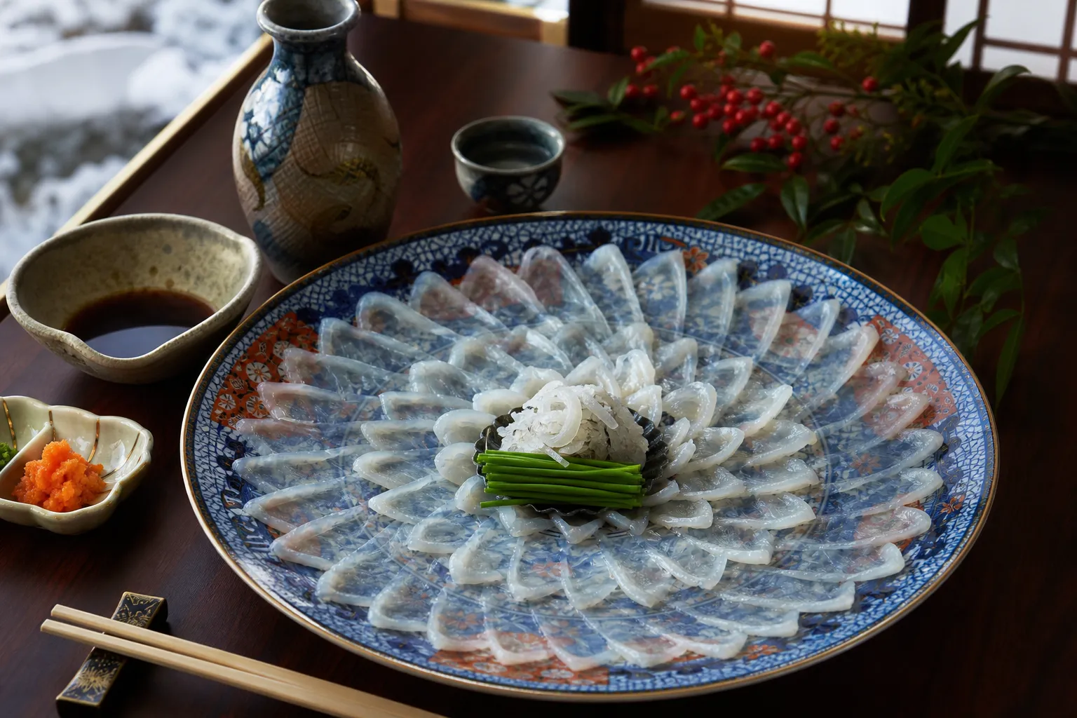 Fugu served in a typical setting