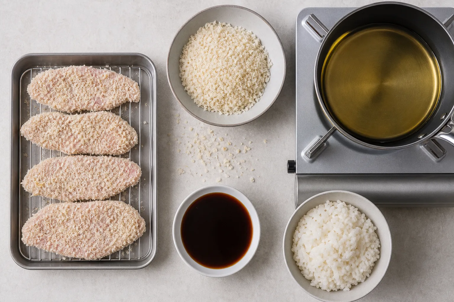 The components and making of Fukui sauce katsudon