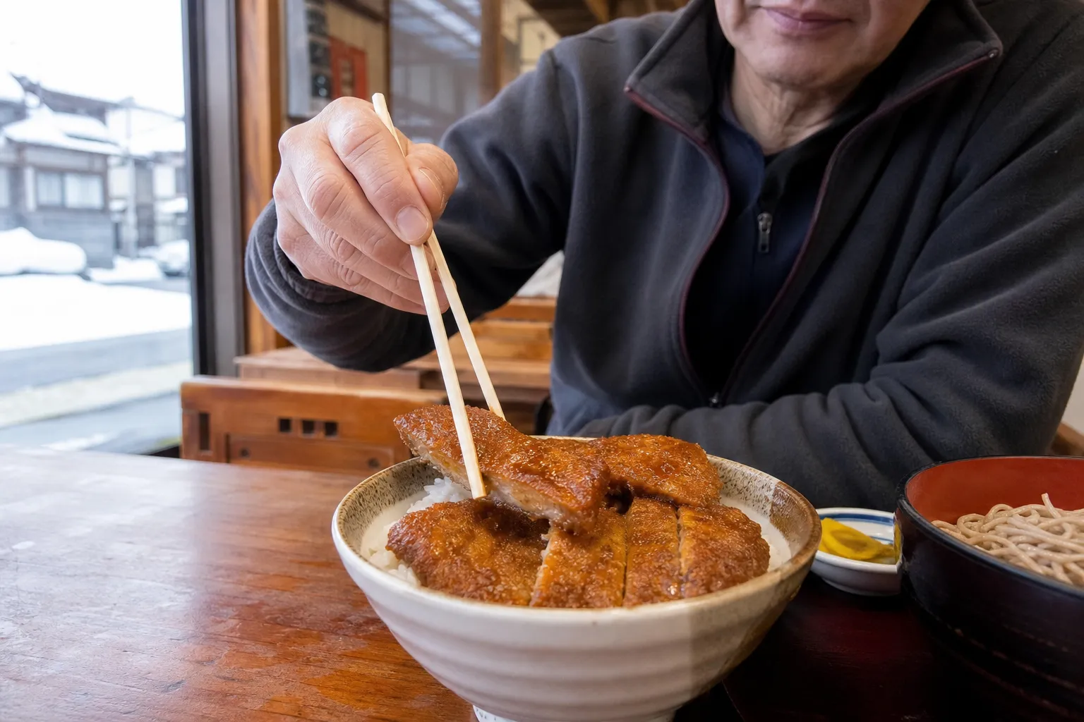 Fukui sauce katsudon served in a local shop