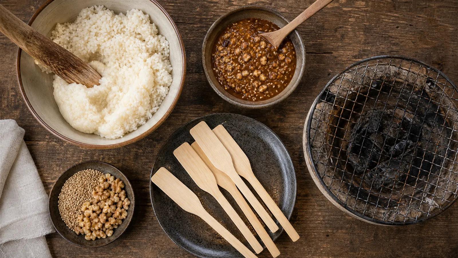The ingredients and making of Gohei-mochi