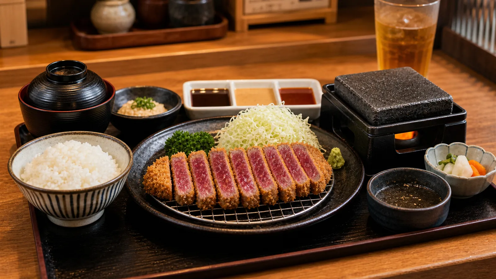 Gyukatsu served in a typical setting