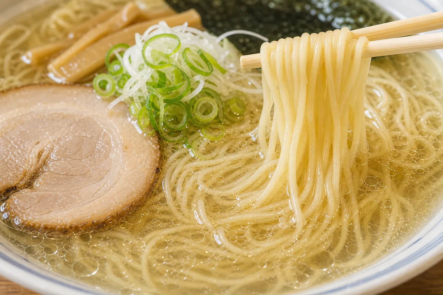Close-up of Hakodate Shio Ramen