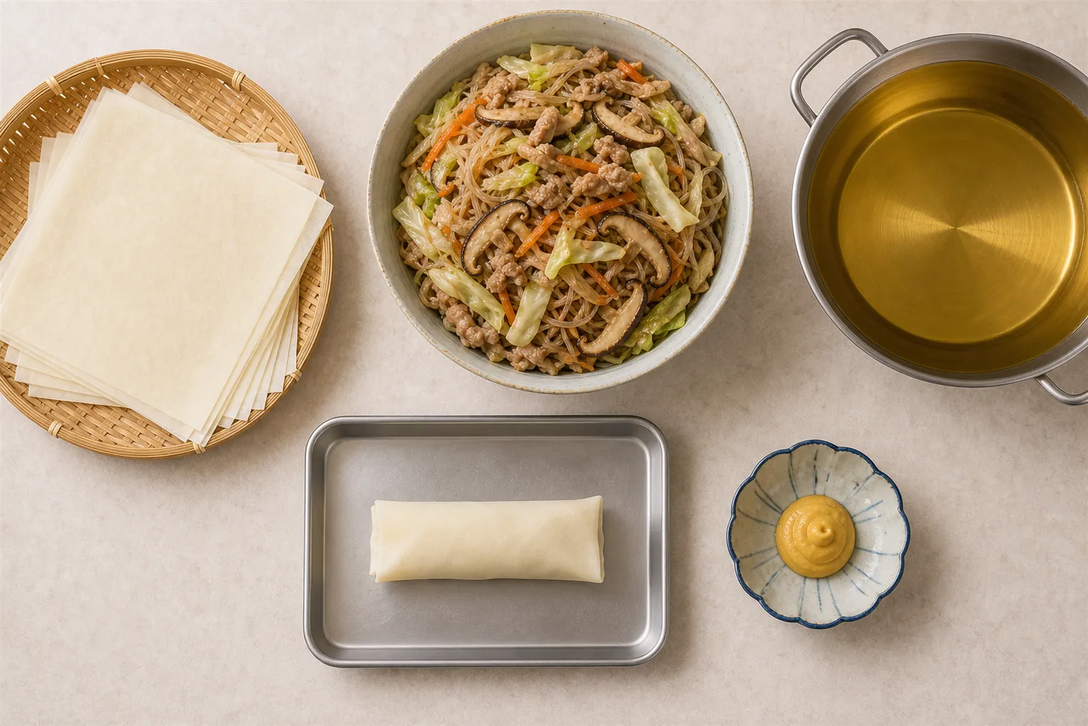 The ingredients and making of Harumaki