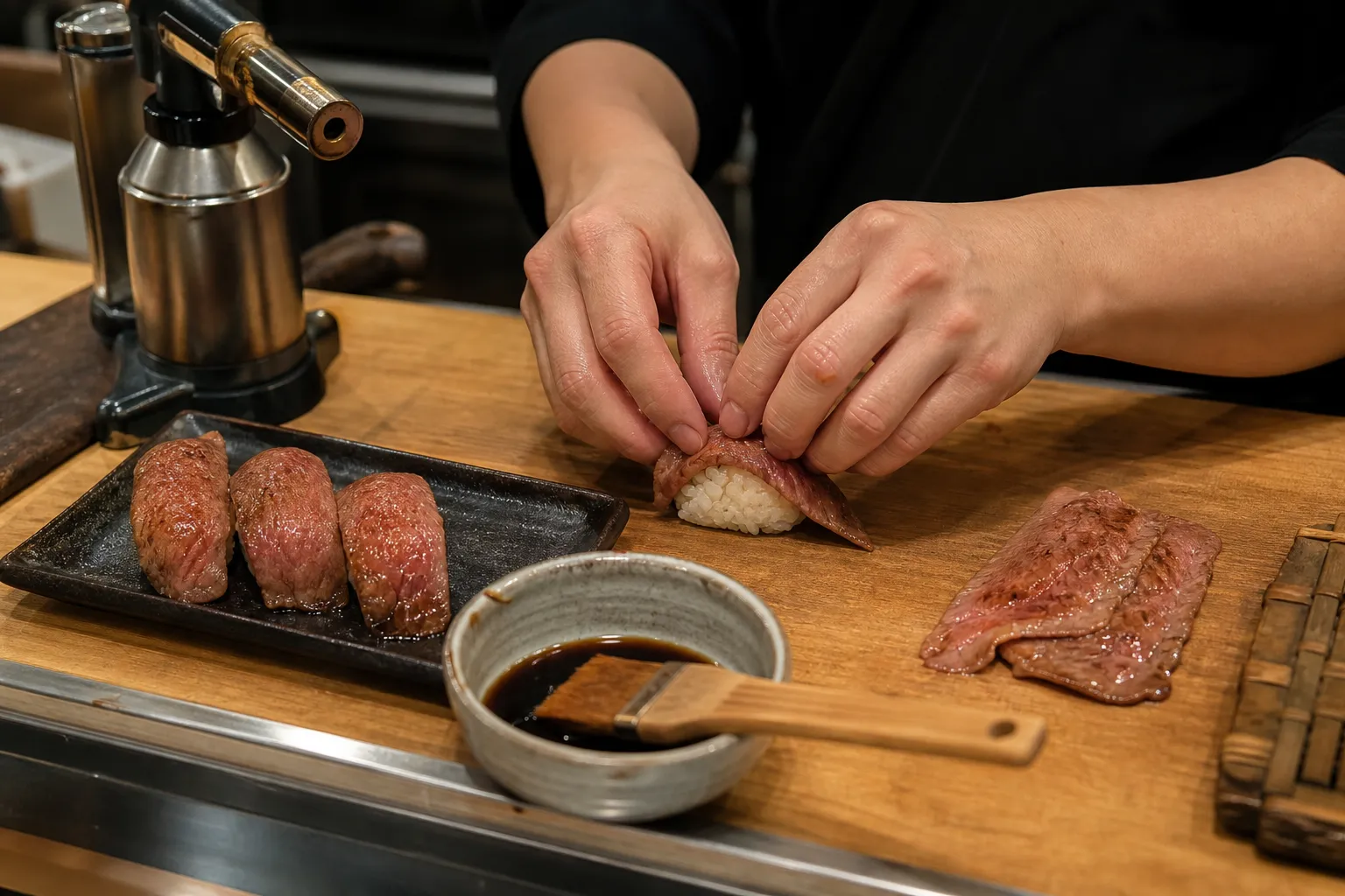 The preparation and serving of Hida Beef