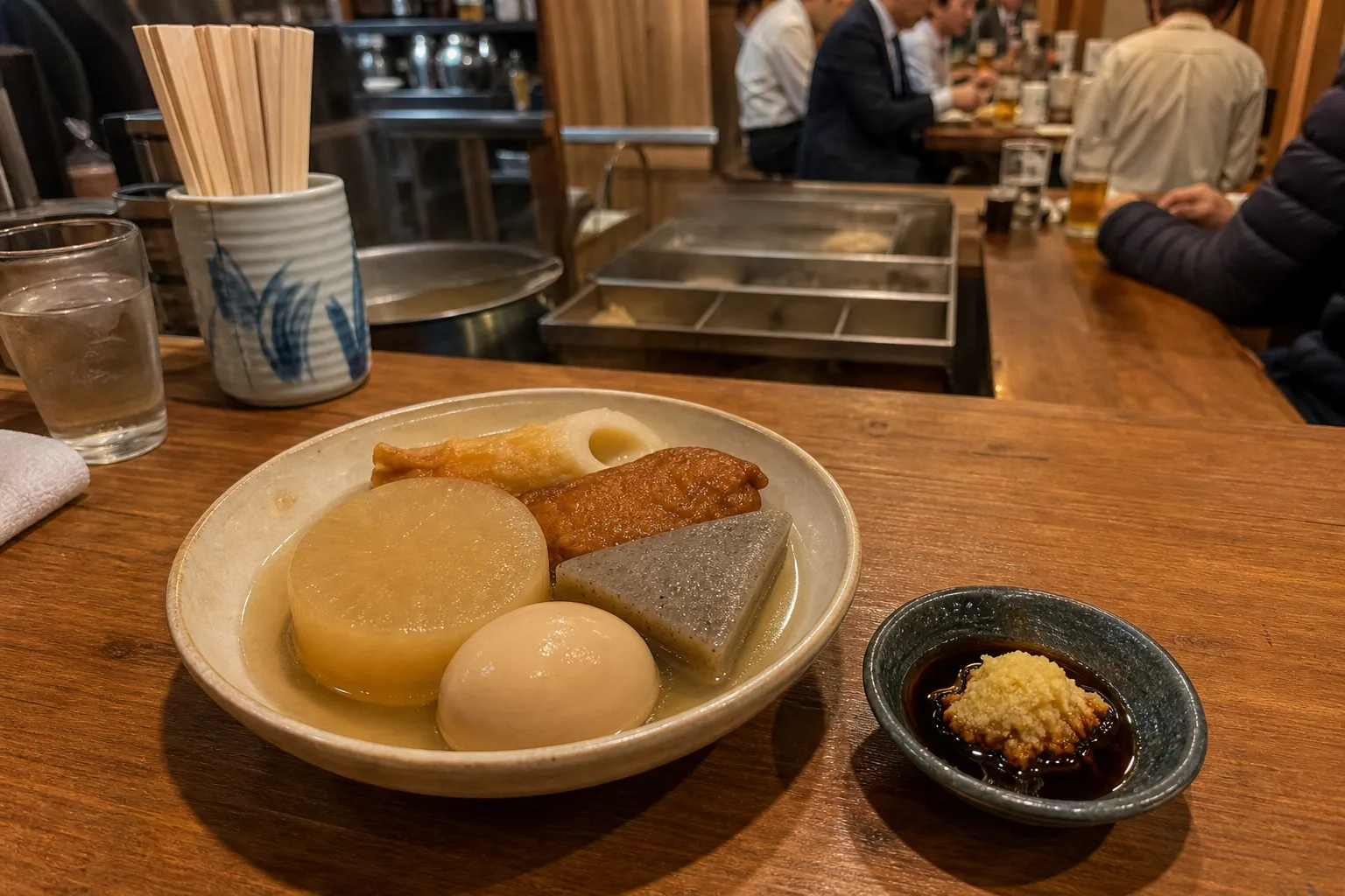 Himeji Oden served with ginger soy sauce dip