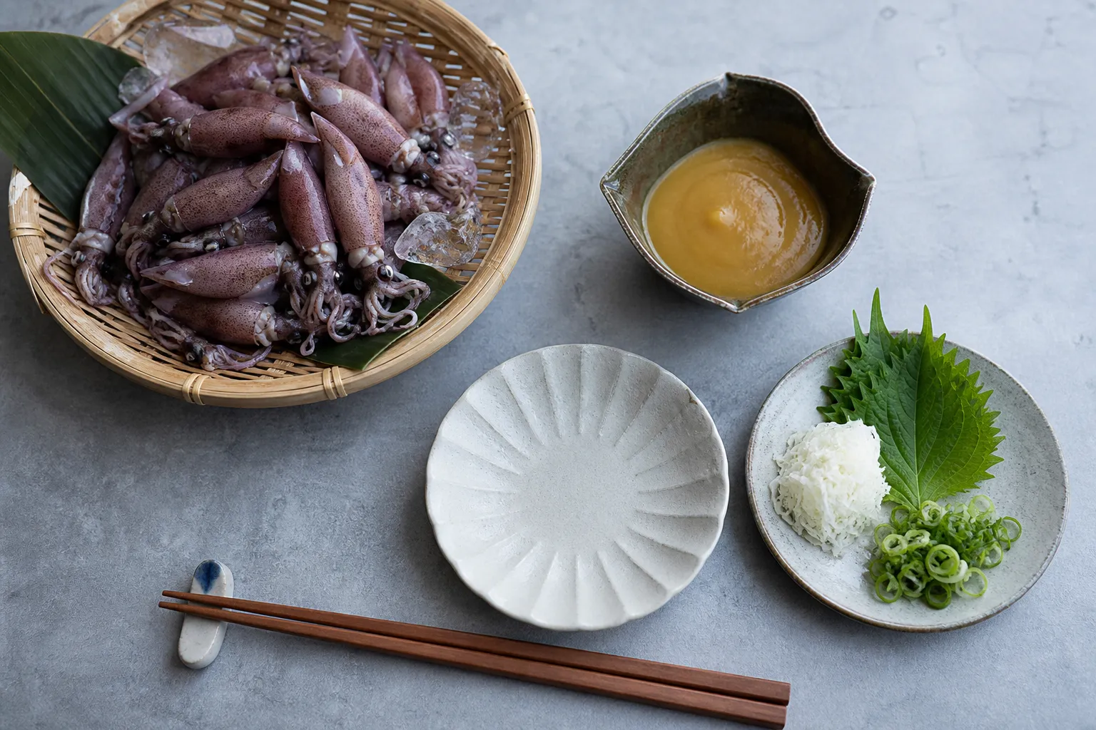 Firefly squid being boiled and prepared with sumiso in Toyama