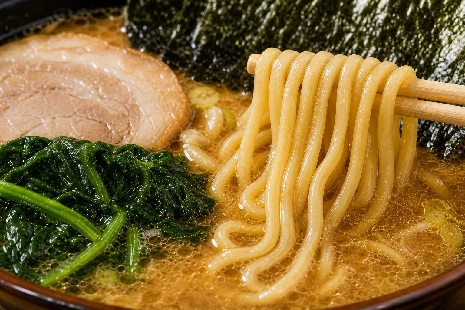 Close-up of Iekei Ramen