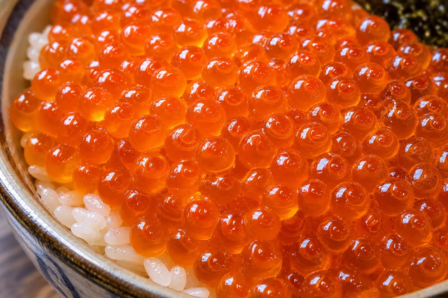 Close-up of Ikura-don