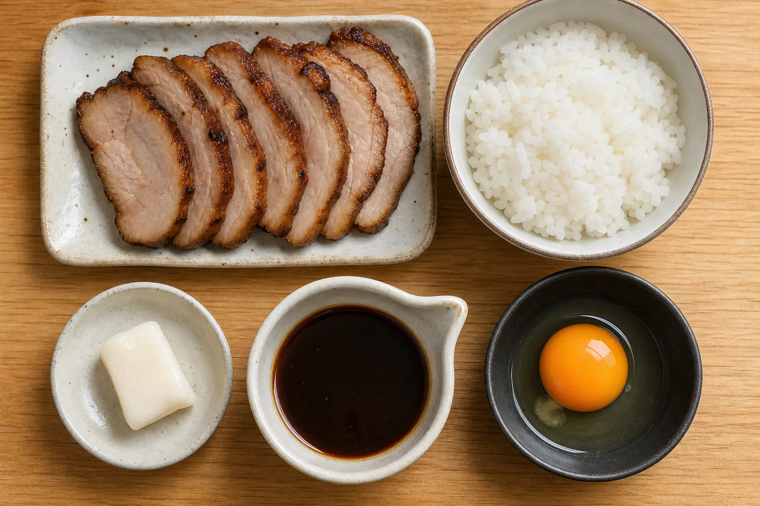 The ingredients and making of Imabari Yakibuta Tamago Meshi