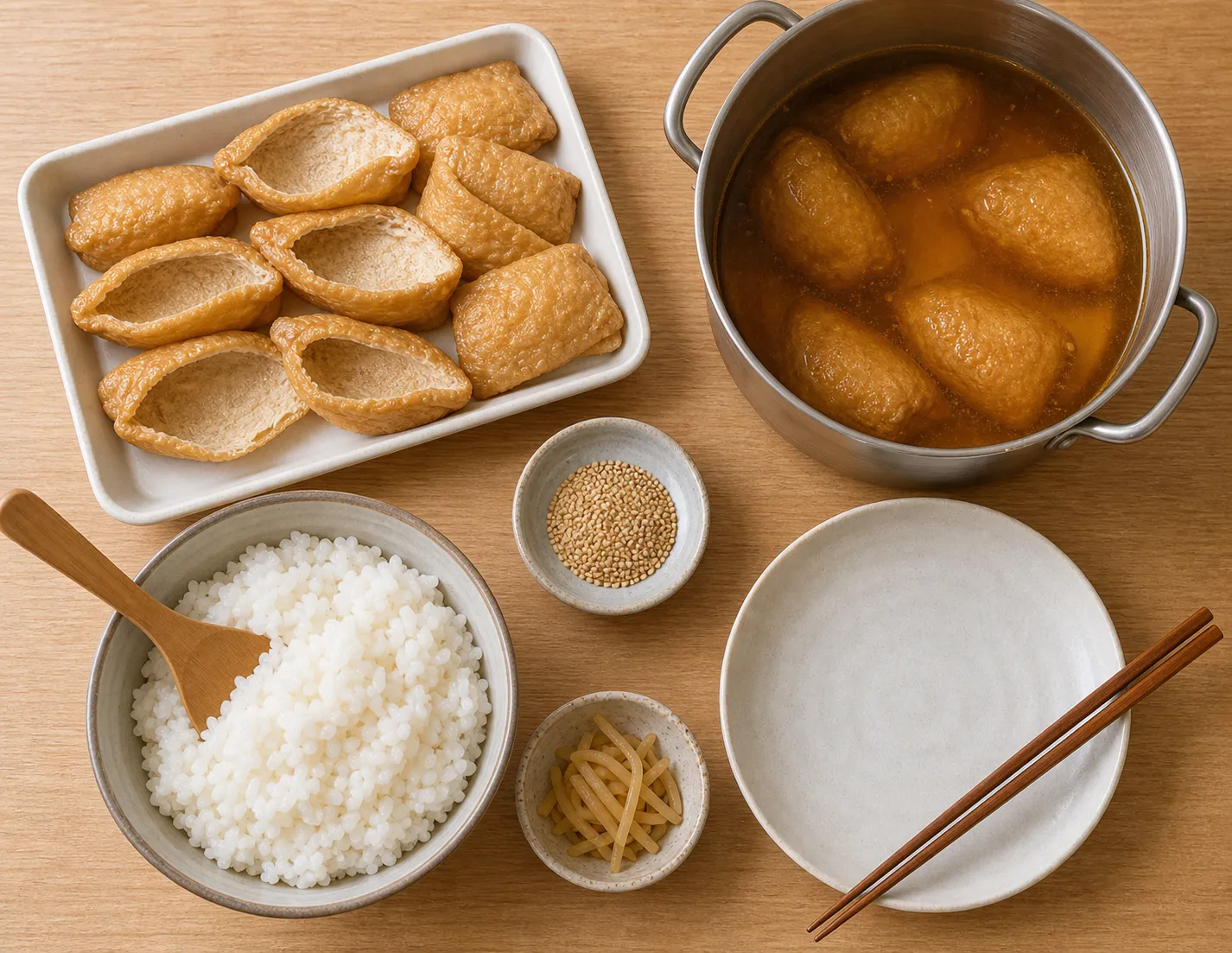 The ingredients and making of Inari-zushi