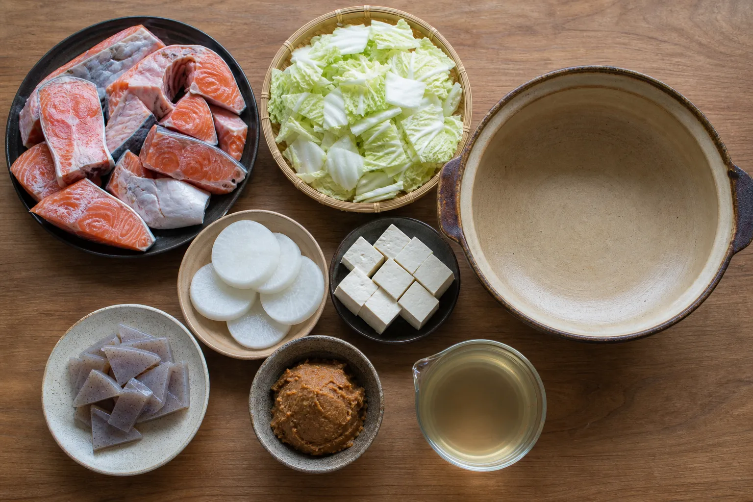 The ingredients and making of Ishikari Nabe