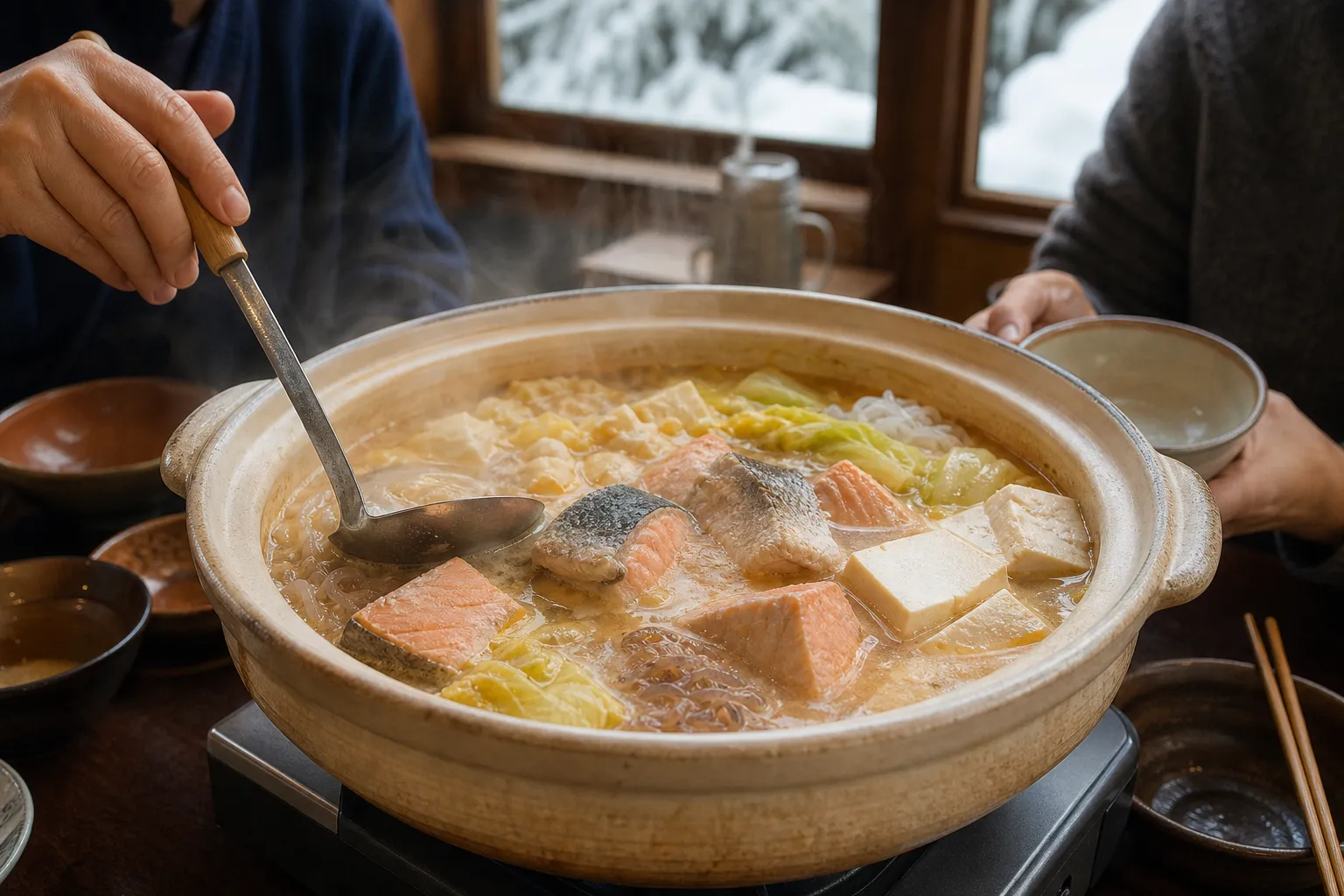 Ishikari Nabe served in a typical setting