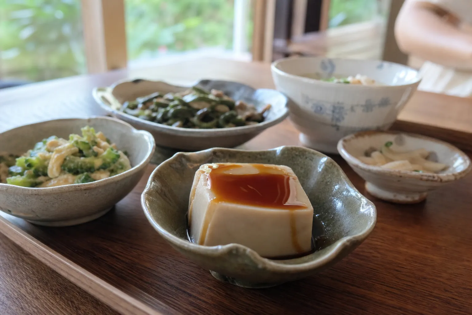 Jimami Tofu served in a typical setting