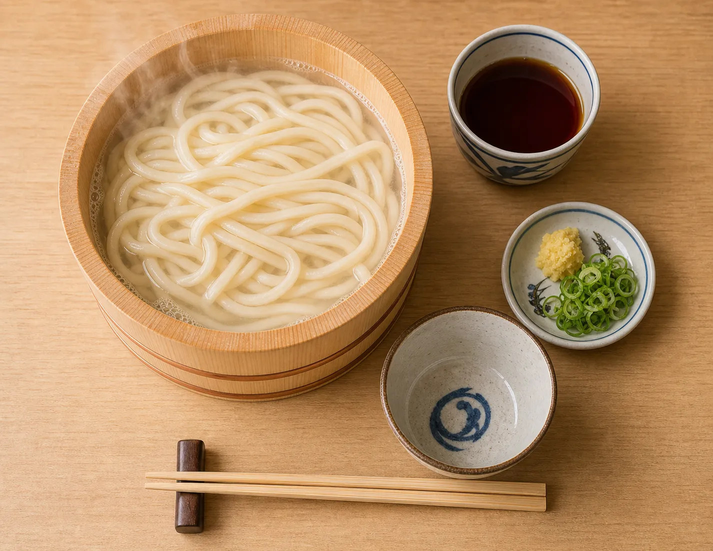 The ingredients and making of Kamaage Udon