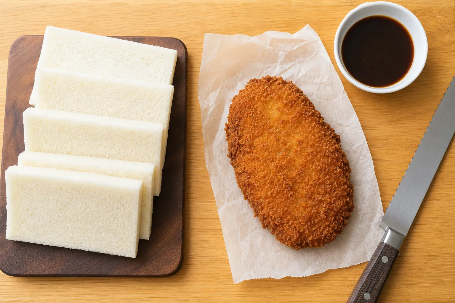 The preparation and serving of Katsu Sando