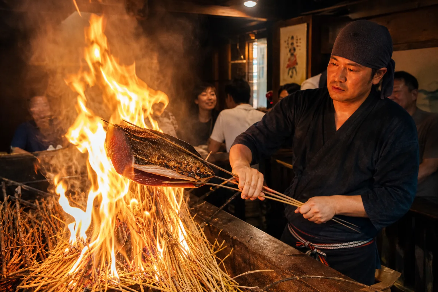Katsuo no Tataki served in a typical setting