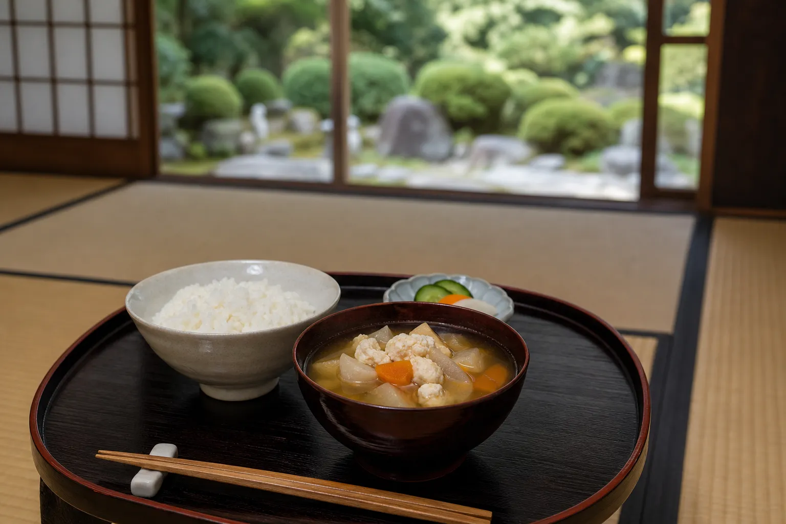 Kenchin-jiru served in a typical setting