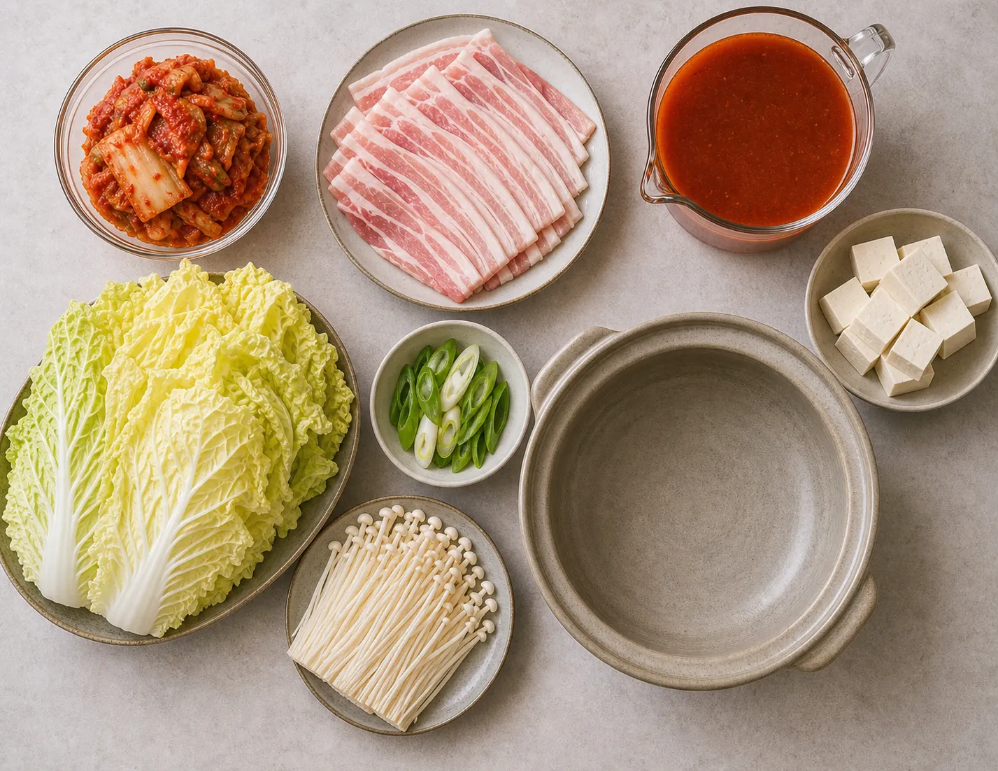 The ingredients and making of Kimchi-nabe