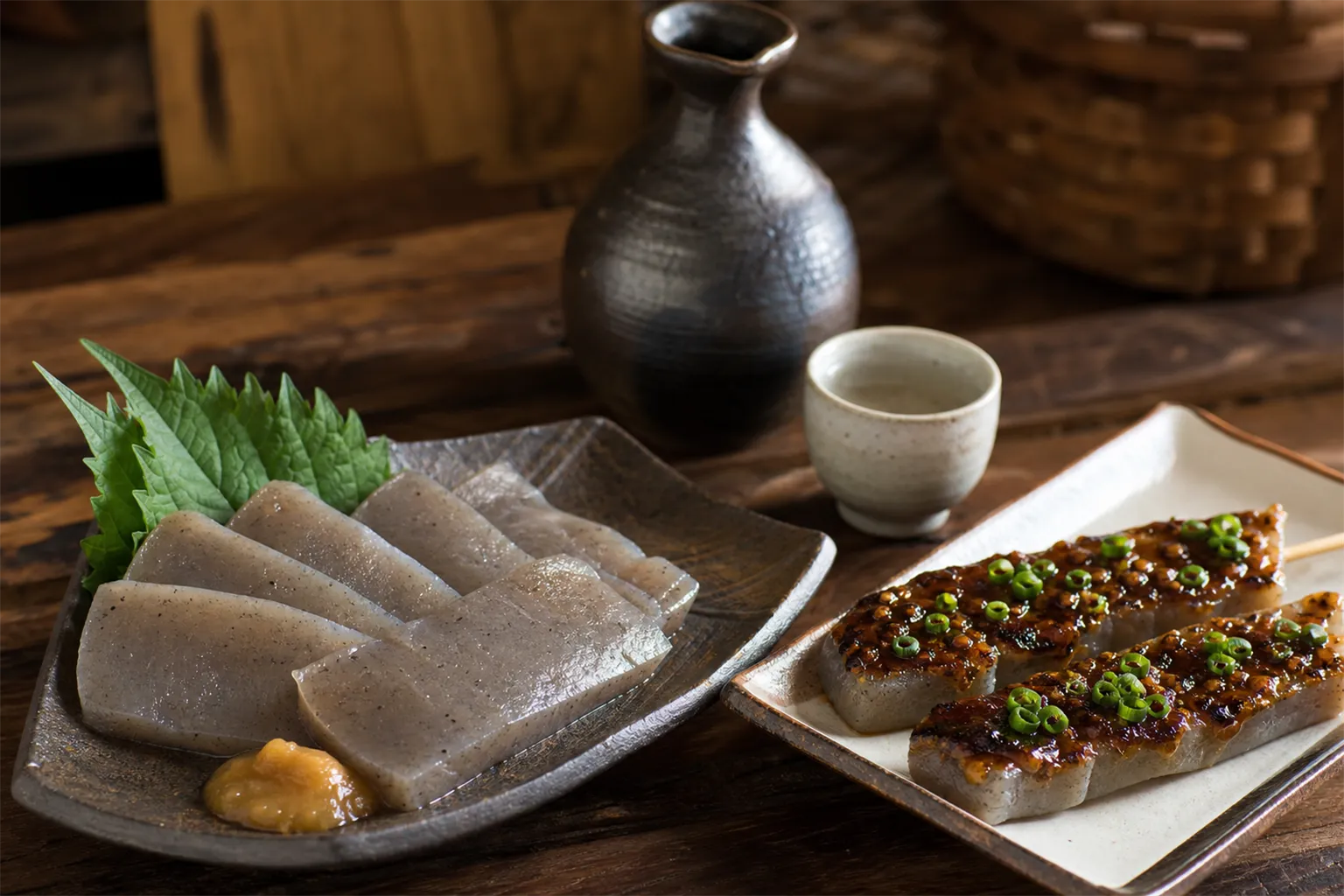 Konnyaku dishes served in a Gunma setting