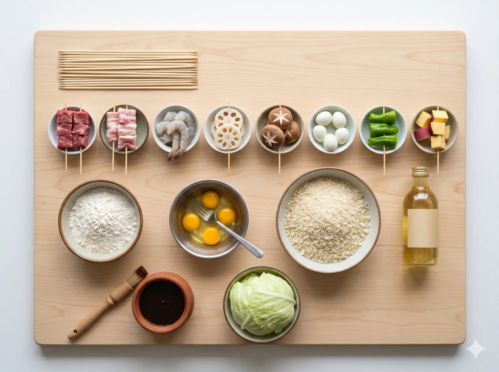The ingredients and making of Kushikatsu
