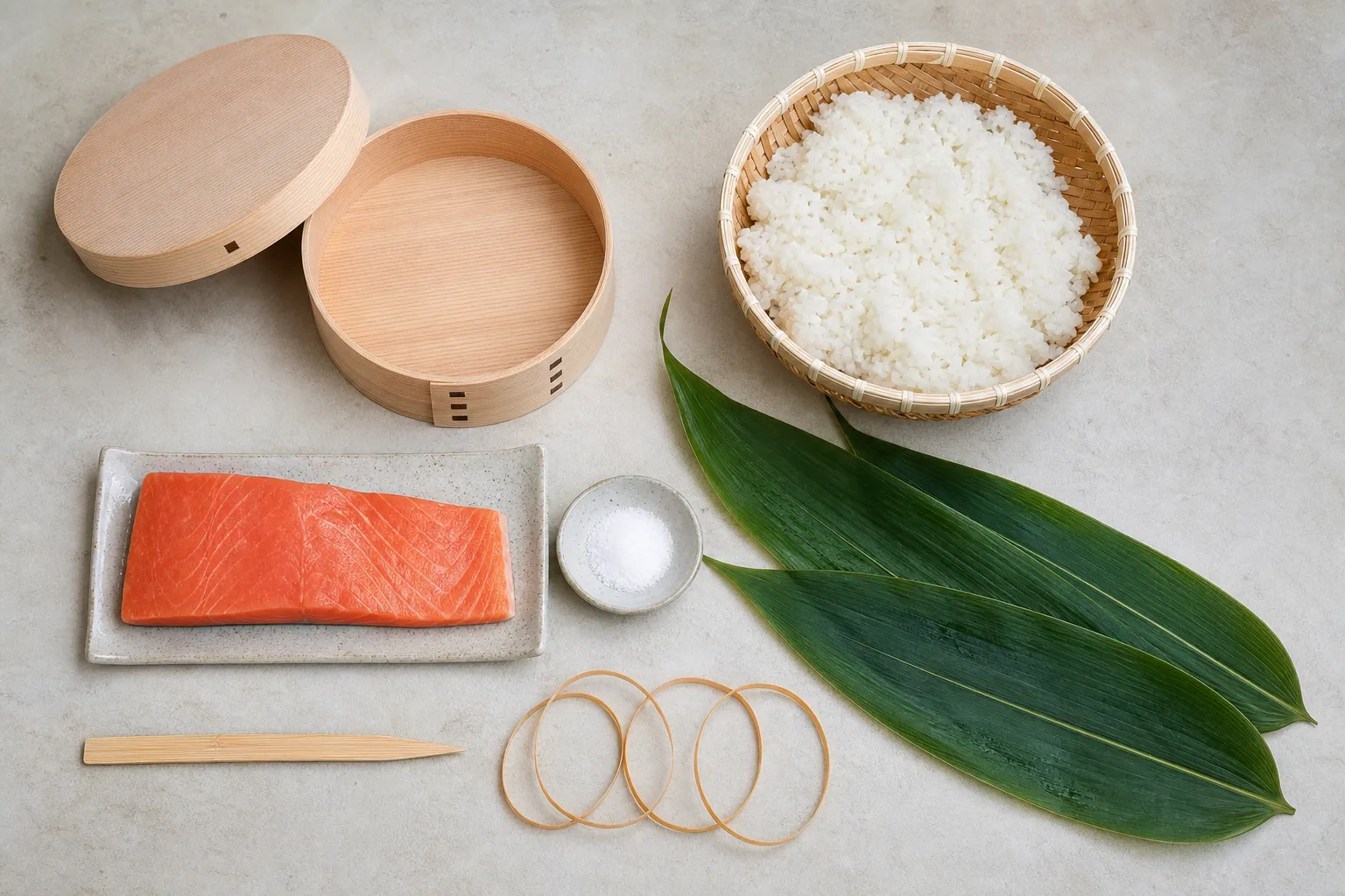 The components and assembly of masu no sushi