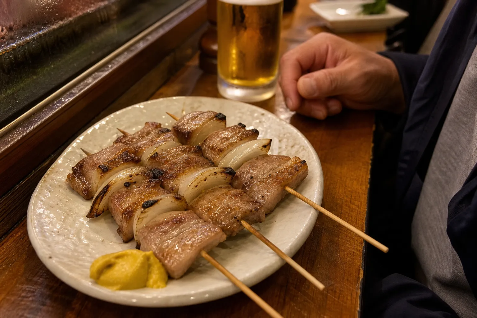 Muroran Yakitori served in a typical setting
