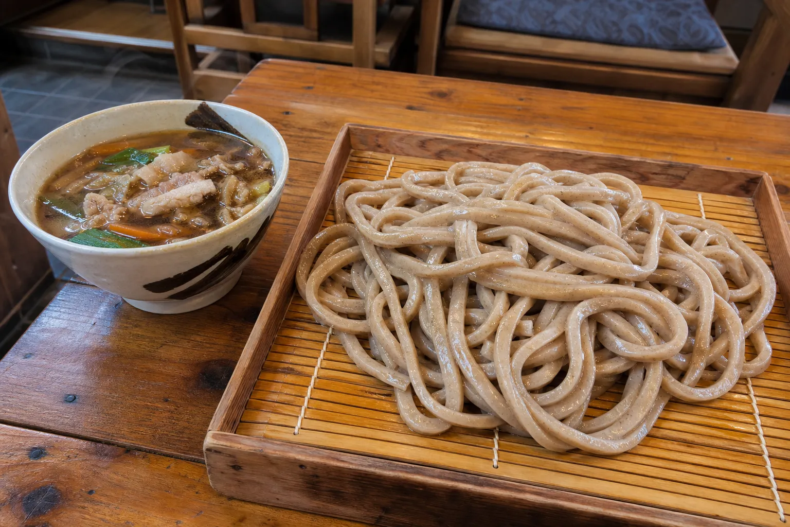Musashino udon served in a typical setting