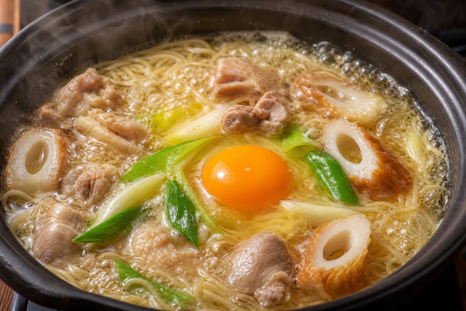 Close-up of Nabeyaki Ramen
