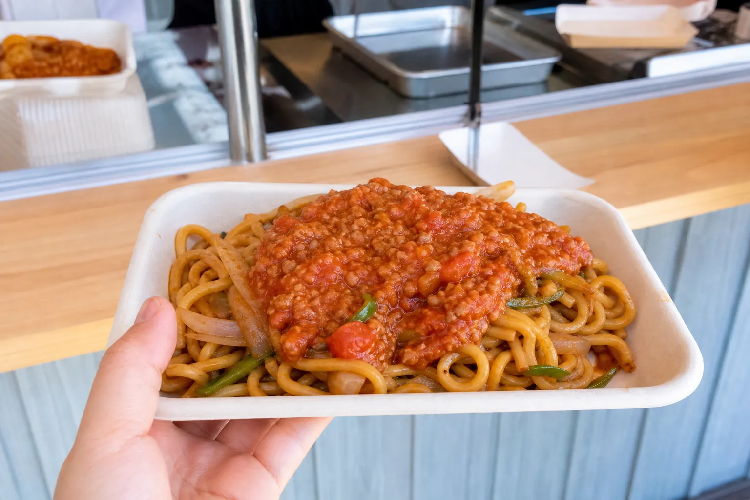 Niigata Italian served in a tray at a local fast-food counter