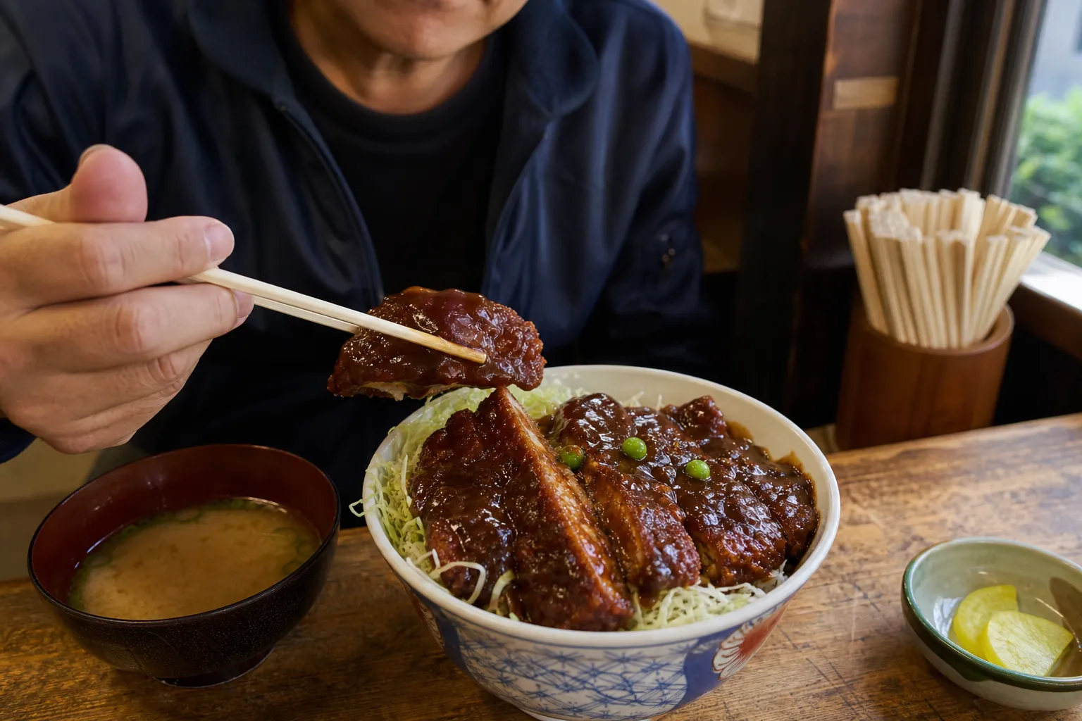 Demi-katsudon served in an Okayama yōshoku diner