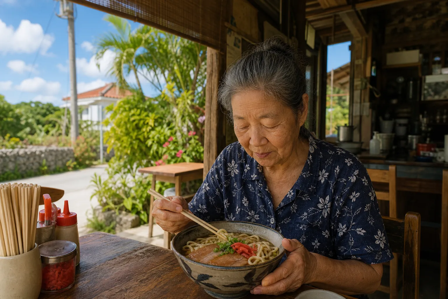 Okinawa soba at a local shokudo on the island