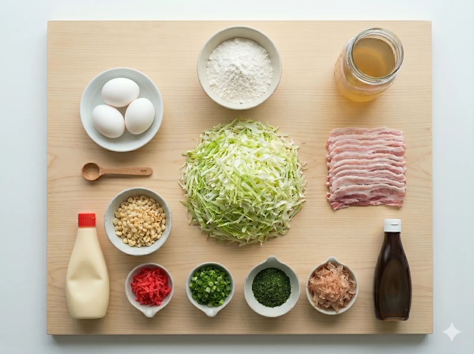 The ingredients and making of Okonomiyaki