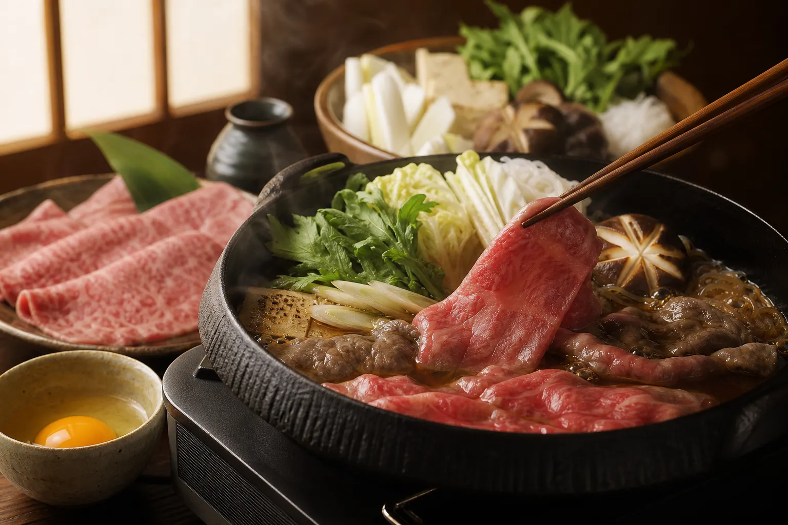 Omi beef served in a typical setting