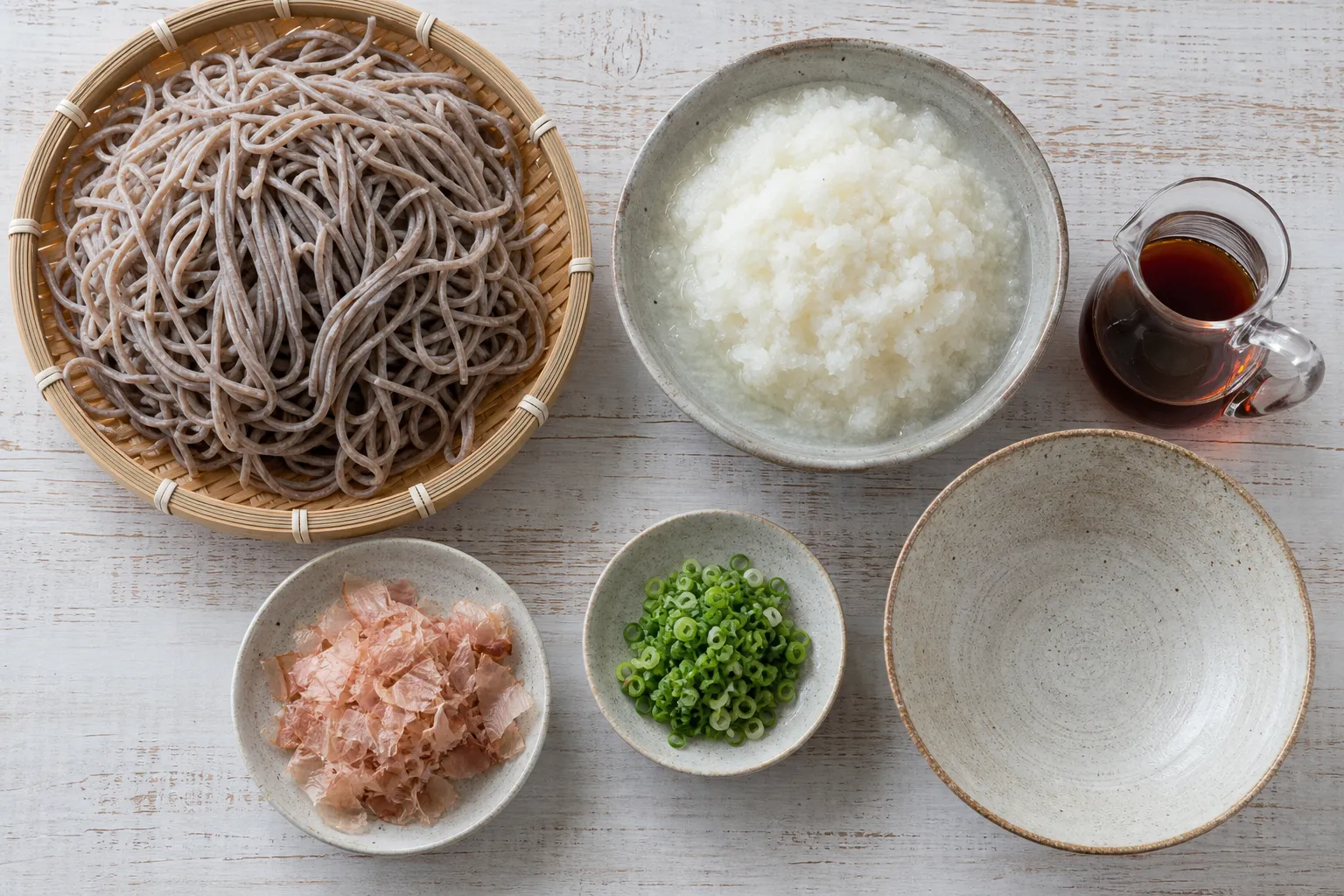 The ingredients and making of Oroshi Soba