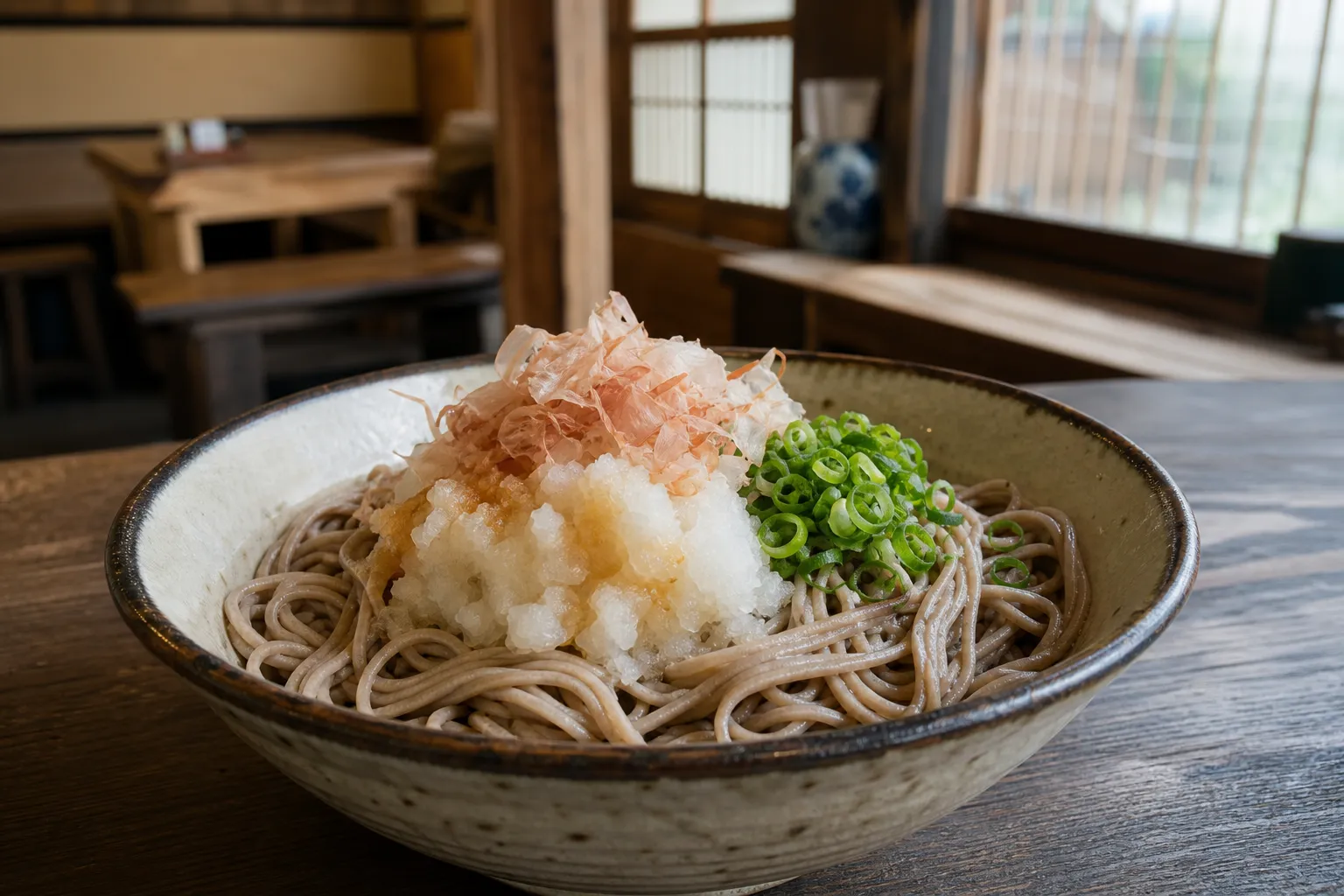 Oroshi Soba served in a typical setting