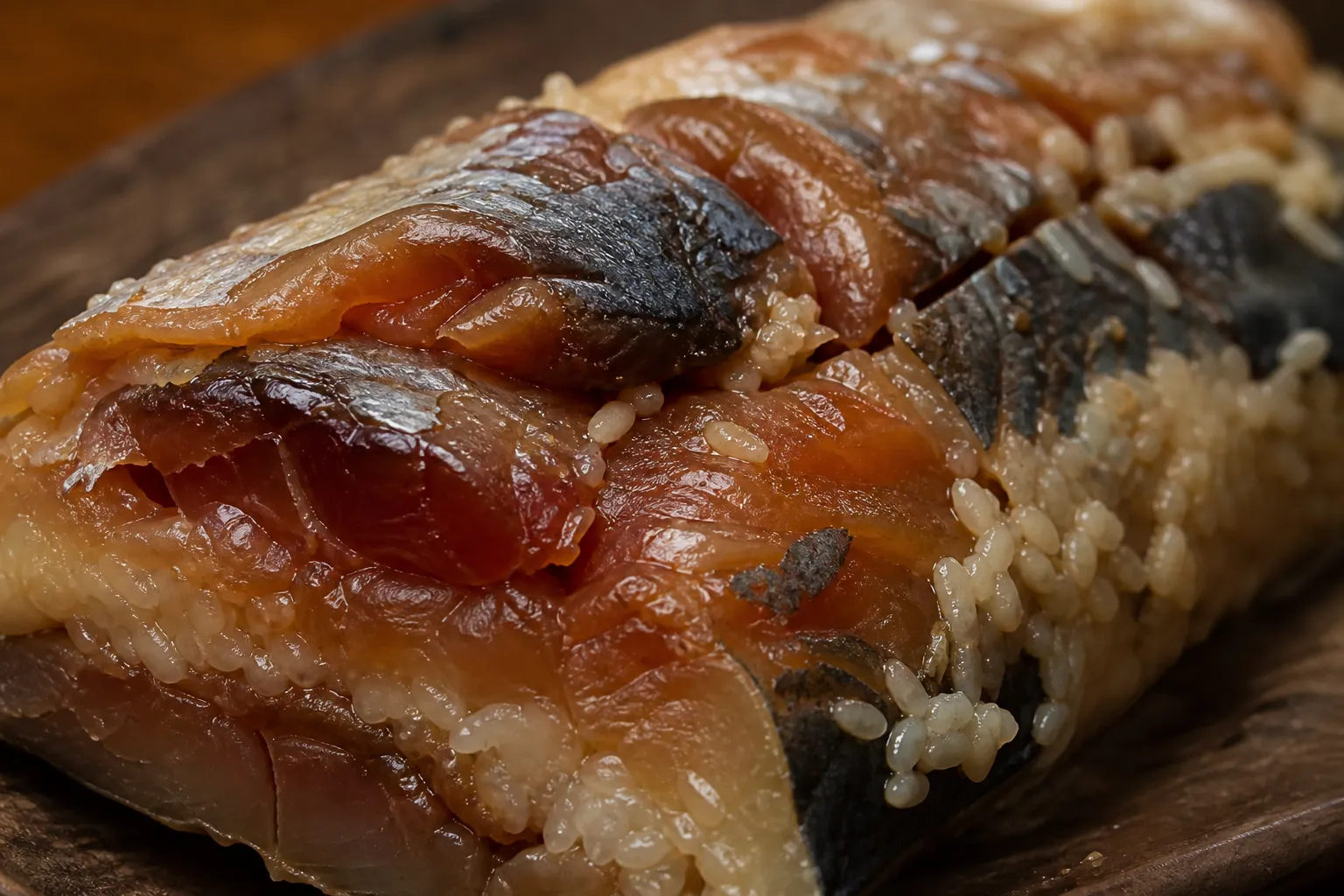 Close-up of Saba narezushi