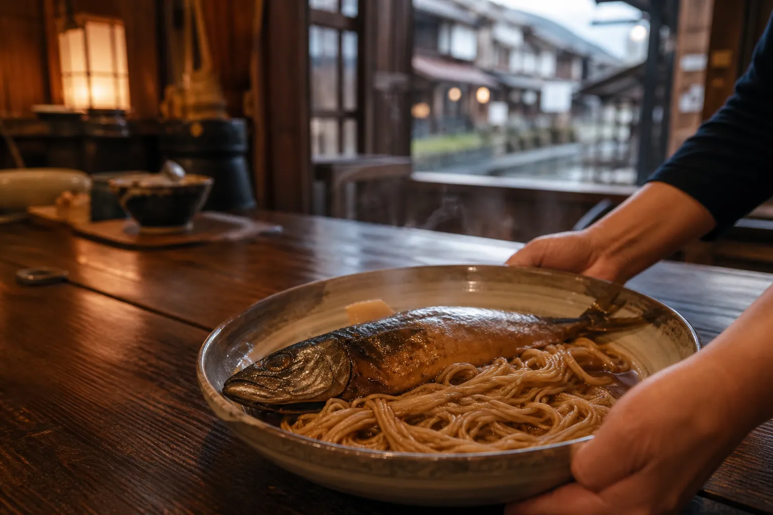 Yaki-saba somen served in an old merchant townhouse restaurant in Nagahama, Shiga