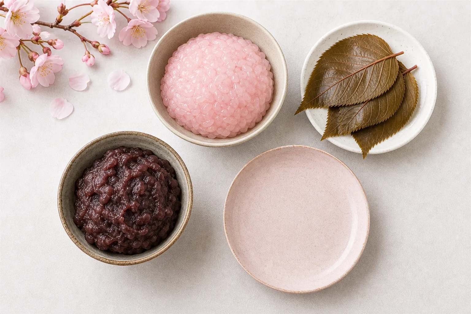 The ingredients and making of Sakura Mochi