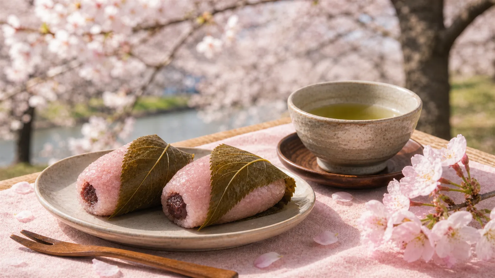 Sakura Mochi served in a typical setting