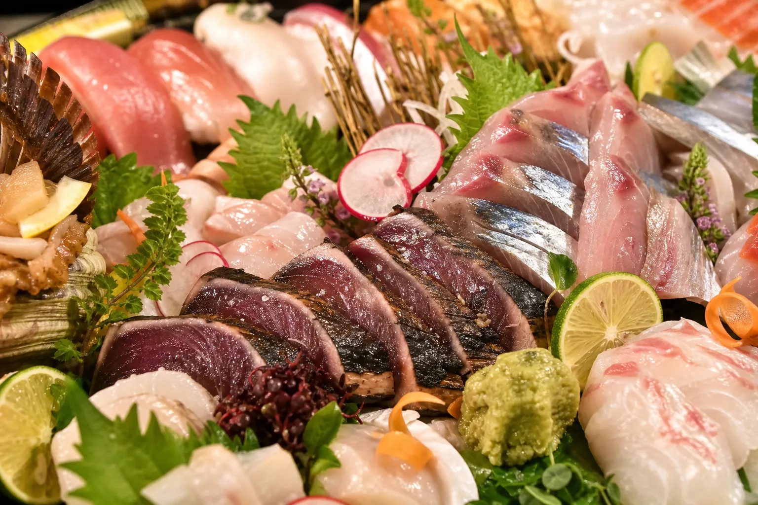 Close-up of a sawachi-ryori platter