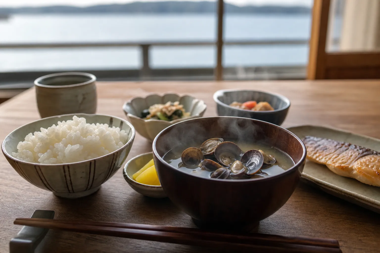 Shijimi Soup served in a typical setting