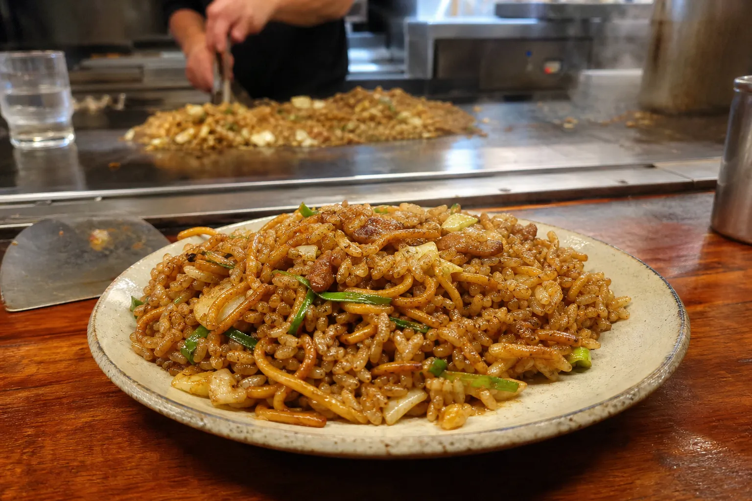 Soba-meshi served in a typical setting