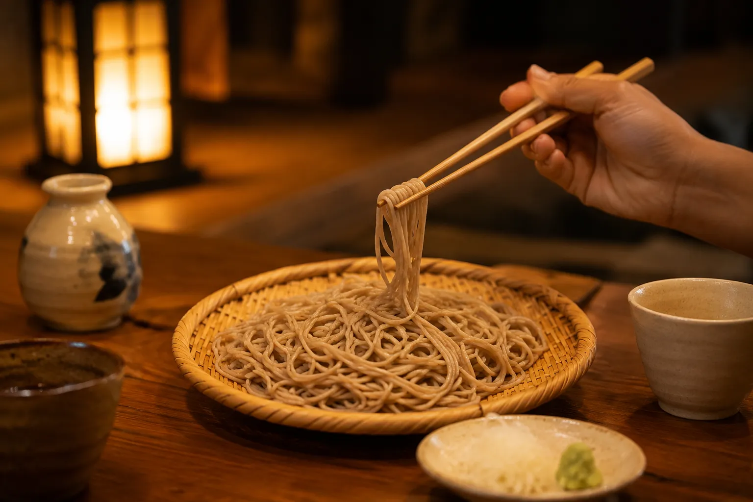 Soba served in a typical setting